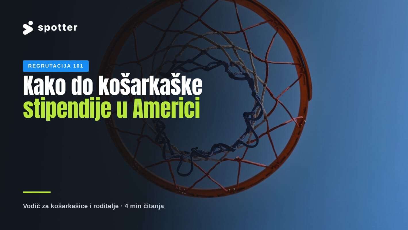 Košarkaški obruč snimljen odozdo, na svetlom nebu iznad otvorenog terena.