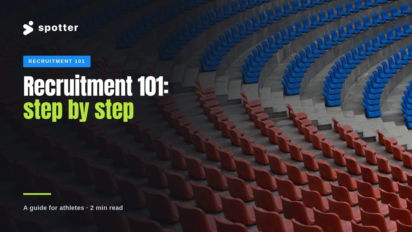 Rows of empty red and blue stadium seats curving around an arena.